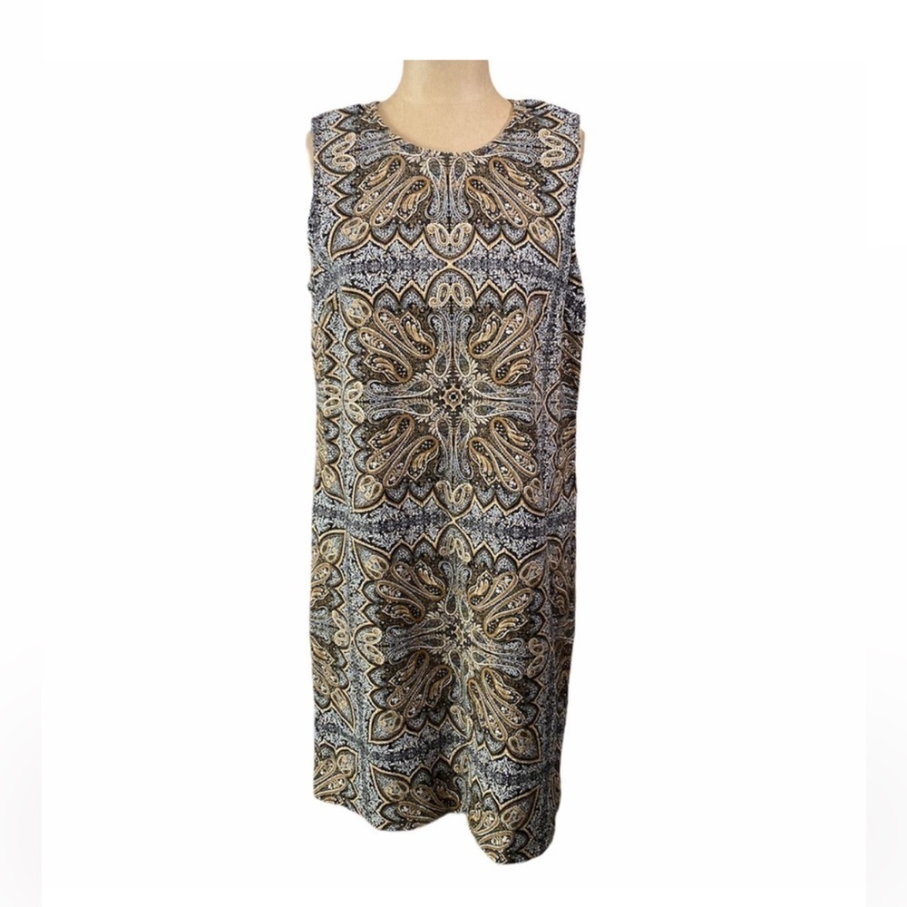 J.Jill Women's Sleeveless Black/Tan Paisley Textured Dress Size SP